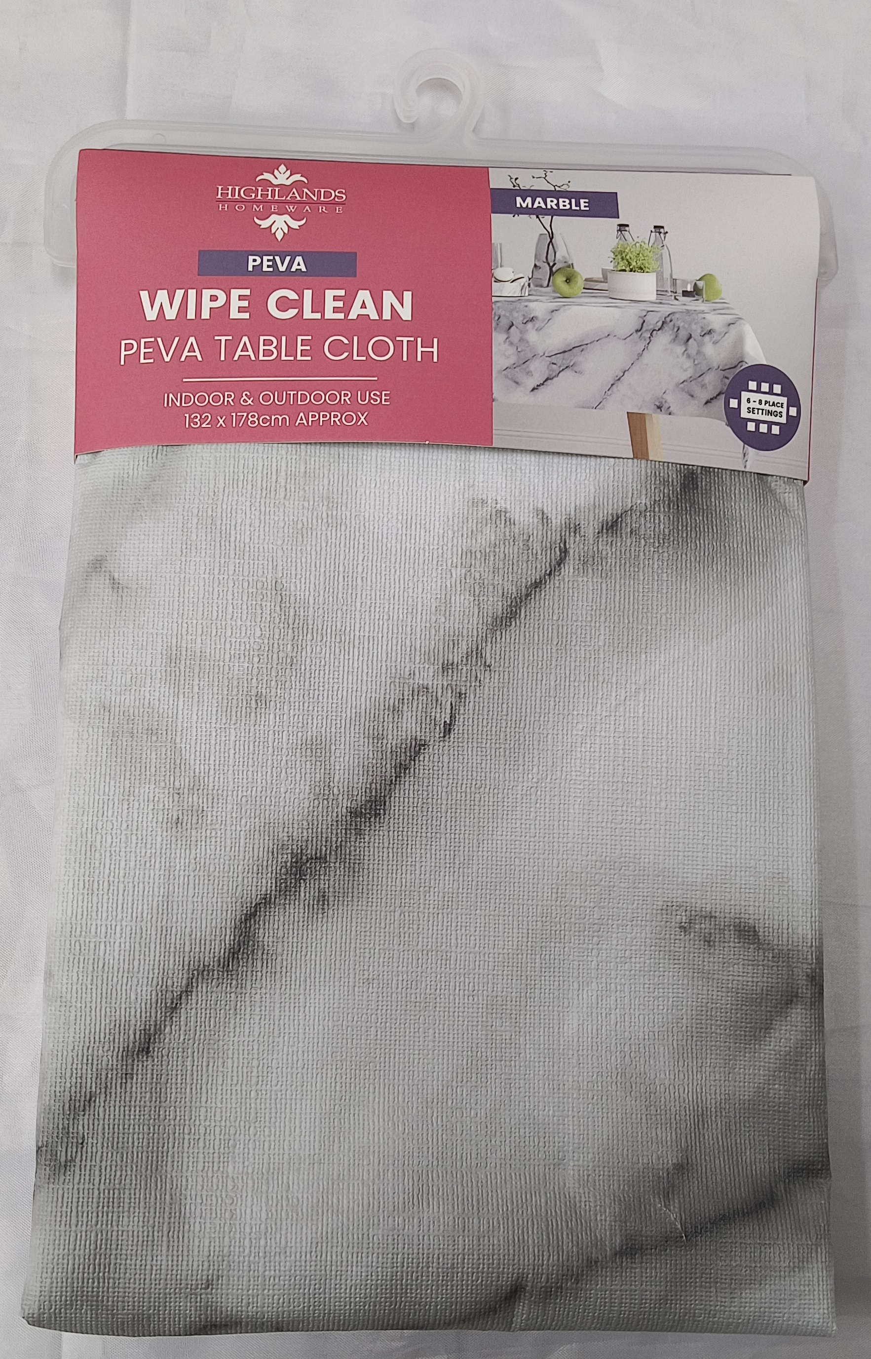 PEVA Tablecloth 132cm x 178 cm MARBLE