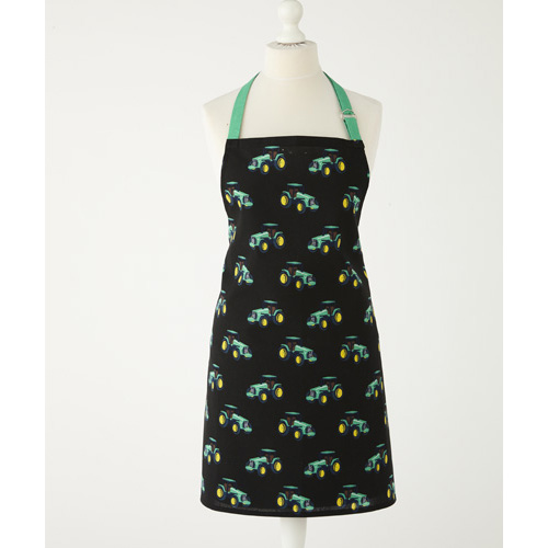 Tractor Print Cooking Apron Green