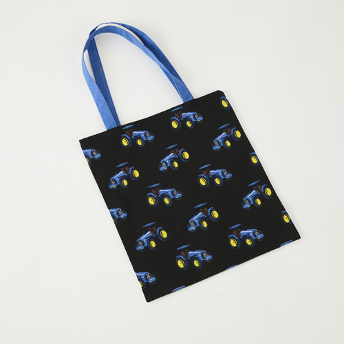 Tractor Print Fabric Tote Bag Blue