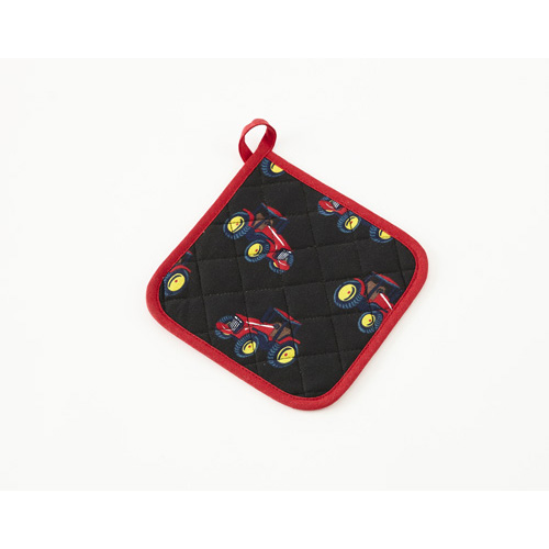 Tractor Print Cotton Pot Holder Red