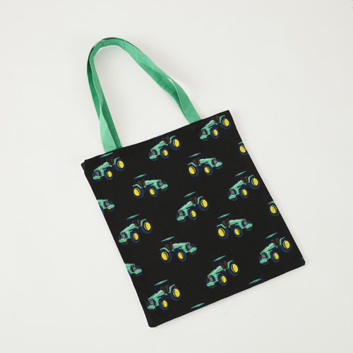 Tractor Print Fabric Tote Bag Green