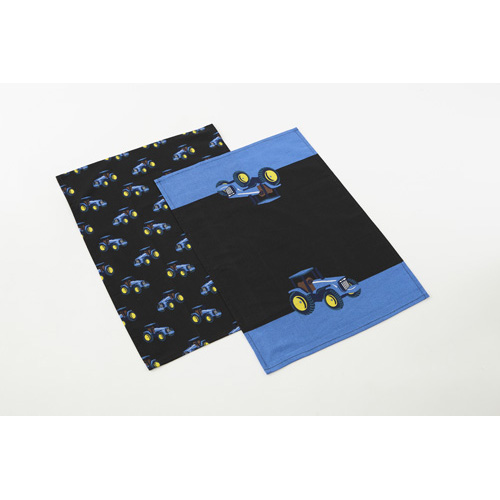 Tractor Print Cotton Tea Towels Blue