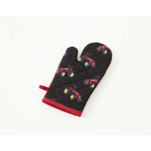 Tractor Print Single Oven Mitt Red