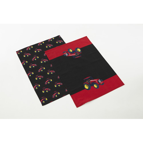 Tractor Print Cotton Tea Towels Red